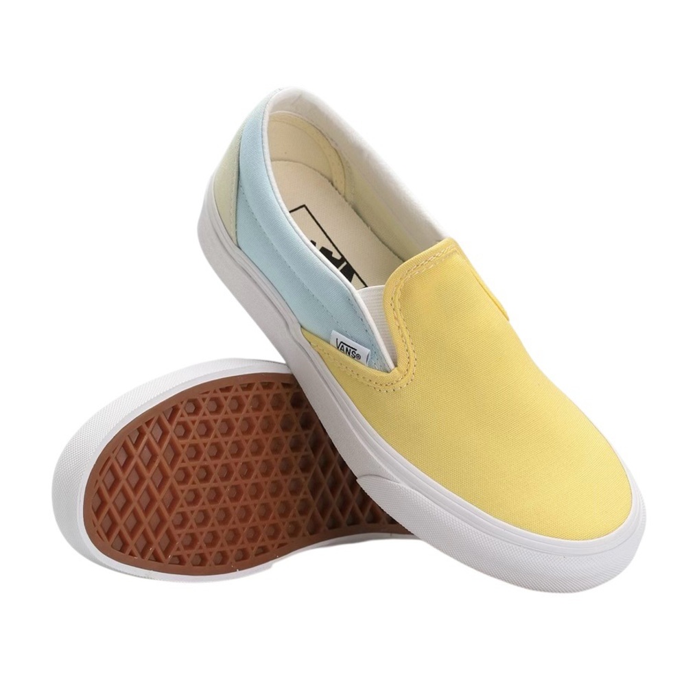 Vans Classic Slip-On (Pastel Block) Multi/True White Men's 7.5, Women's 9 Medium